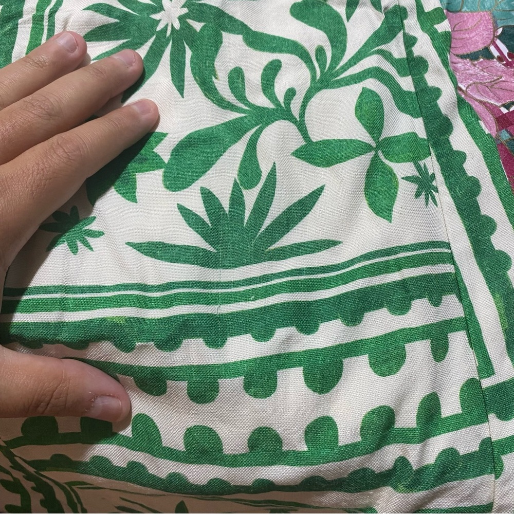 Mon Renn Losas Maxi Dress Green Cream Floral Vacation Medium - Picture 3 of 15